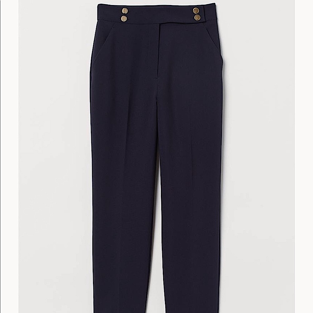 H&M High Waist Decorative Buttons Ankle Slacks